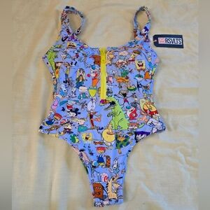 RSVLTS Cartoon Character Swimsuit with Yellow Zipper